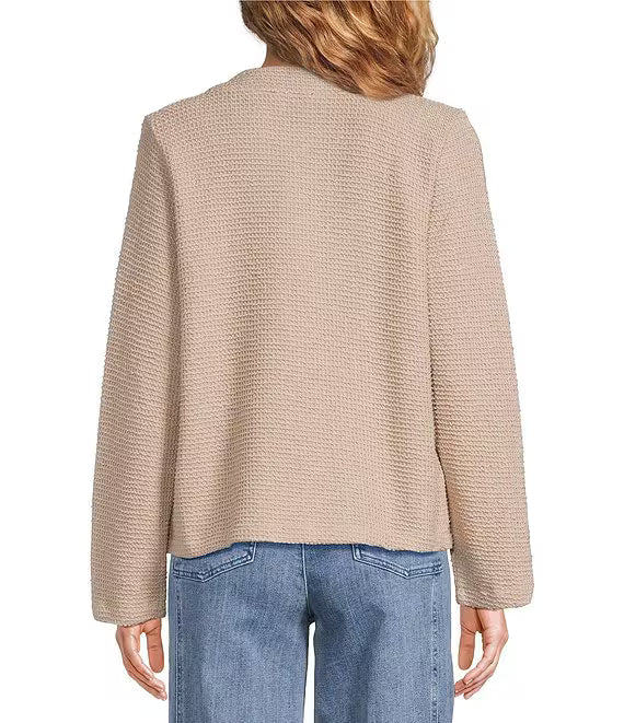Eileen Fisher Organic Cotton Boucle Round Neck Long Sleeve Jacket