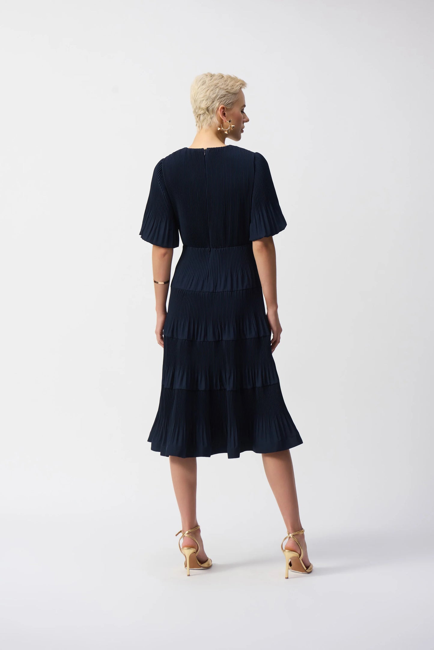 Joseph Ribkoff Pleated Woven Fit and Flare Dress