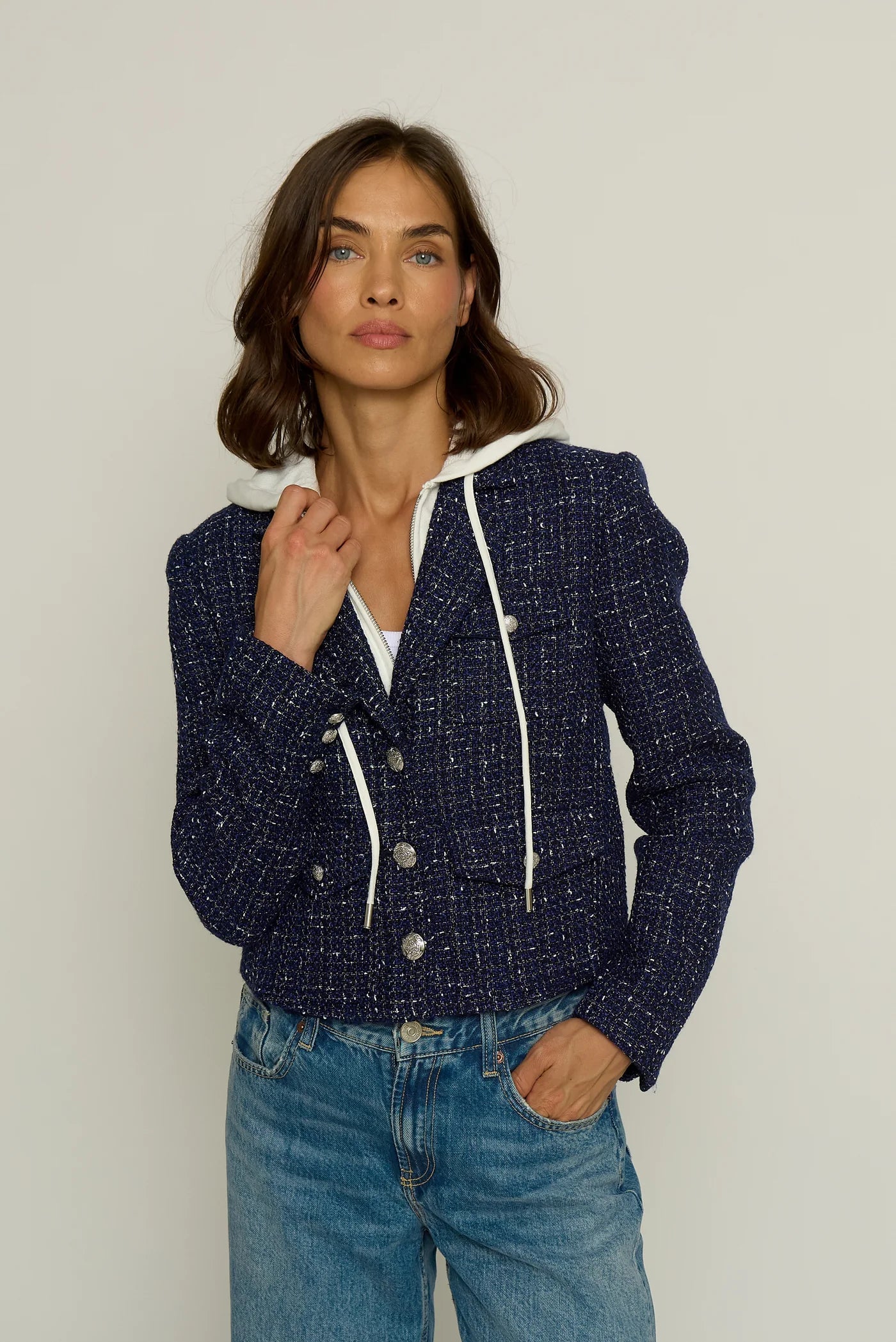 CENTRAL PARK WEST Crop Tweed Dickie Blazer