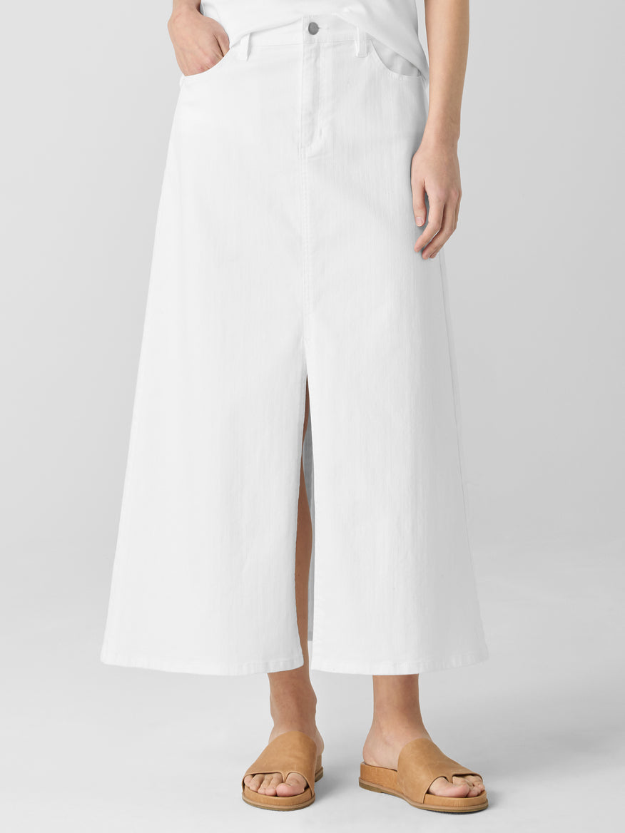 EILEEN FISHER Garment-Dyed Organic Cotton Denim A-Line Skirt