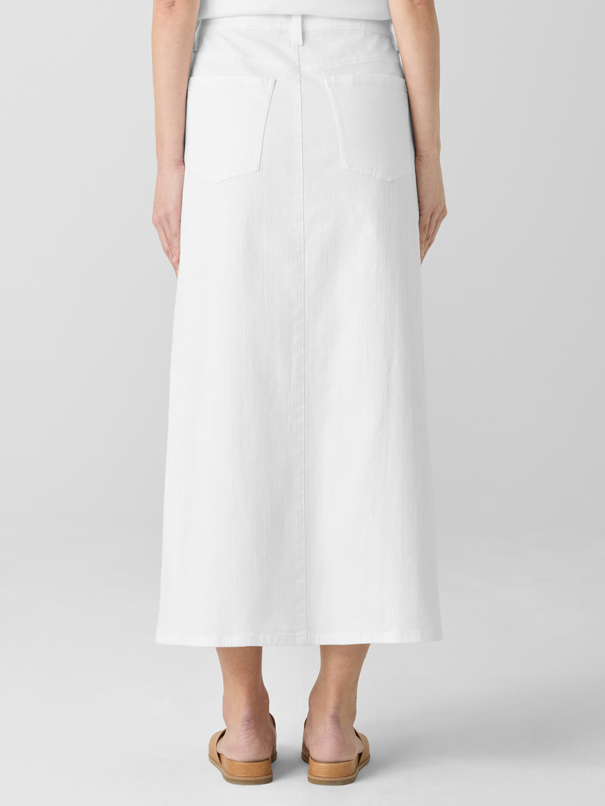 EILEEN FISHER Garment-Dyed Organic Cotton Denim A-Line Skirt
