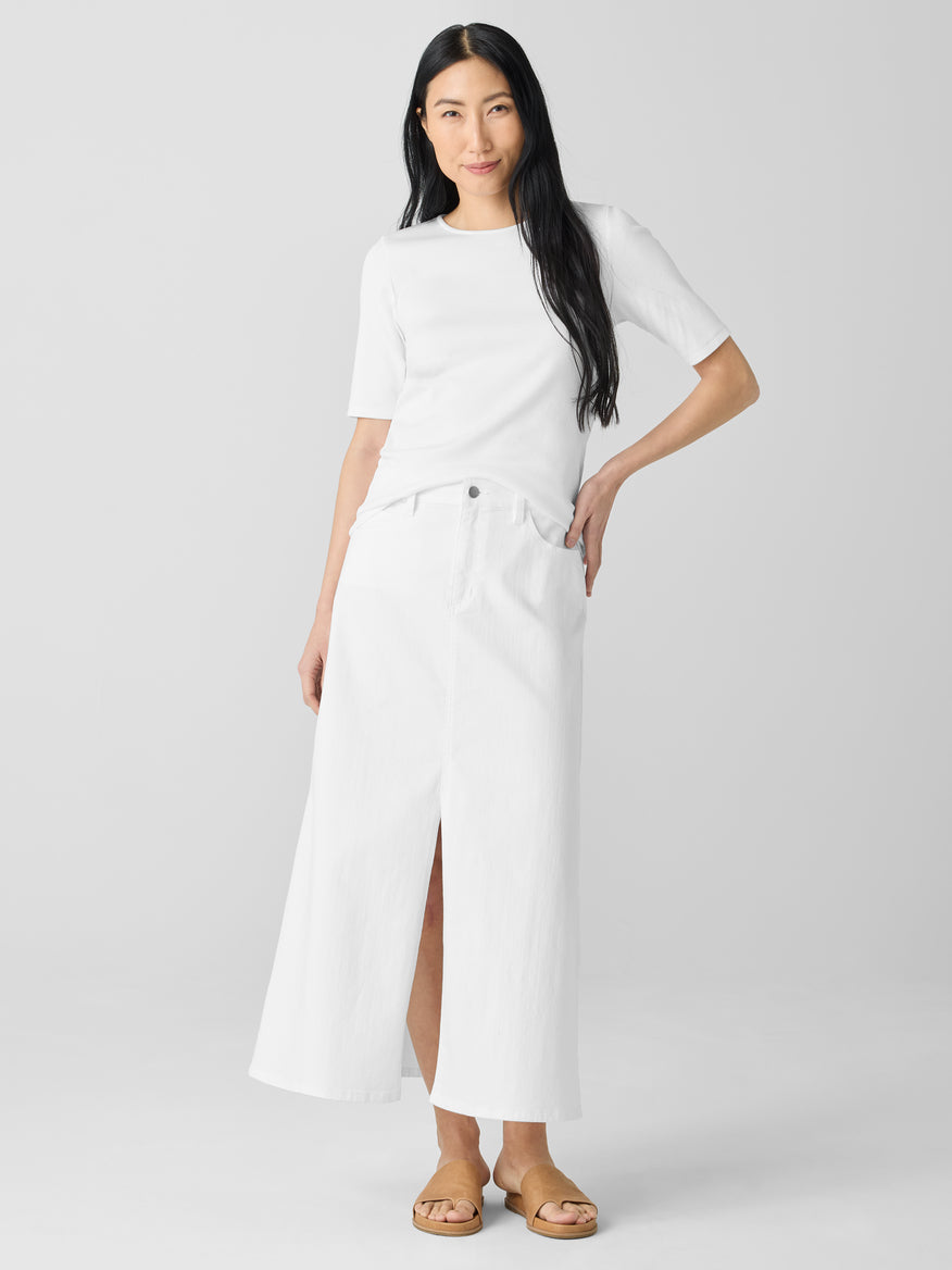 EILEEN FISHER Garment-Dyed Organic Cotton Denim A-Line Skirt