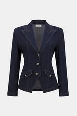 JOSEPH RIBKOFF Denim Fitted Blazer with Gold Buttons