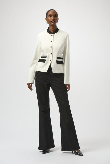 Joseph Ribkoff Heavy Knit Mandarin Collar Jacket