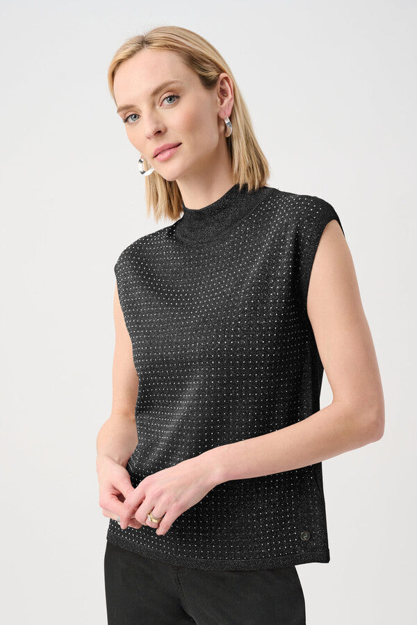 JOSEPH RIBKOFF Mock Neck Jewel Embellished Pullover Style