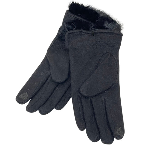 VICTORIA X. WANG Fabric Gloves Fur Trim