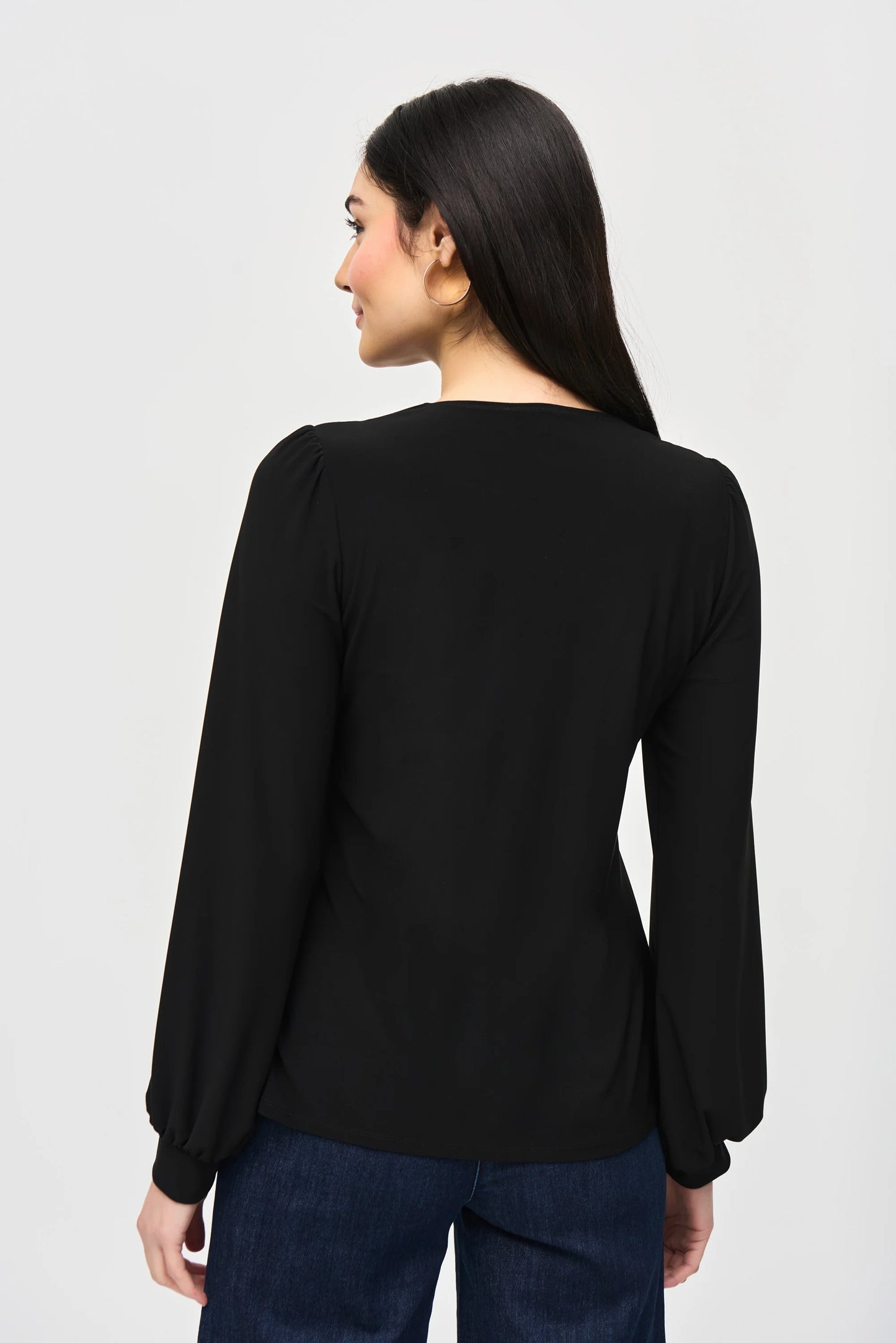 Joseph Ribkoff Metallic Puff Sleeve Blouse