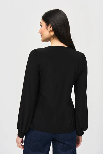 Joseph Ribkoff Metallic Puff Sleeve Blouse