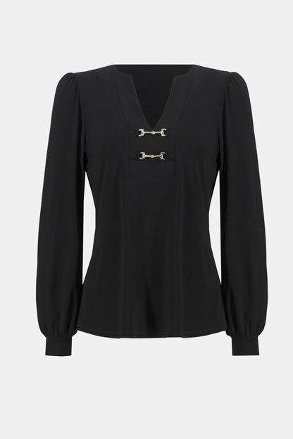 Joseph Ribkoff Metallic Puff Sleeve Blouse