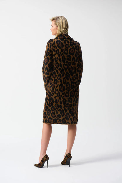 JOSEPH RIBKOFF Beige/Black Animal Print Coat