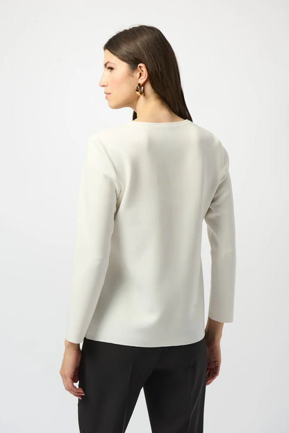 JOSEPH RIBKOFF Off-White Scuba Jersey Straight Top