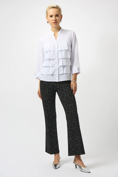 JOSEPH RIBKOFF Optic White Ruffled Blouse
