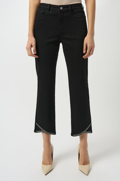 JOSEPH RIBKOFF Black pant crystal embellishment