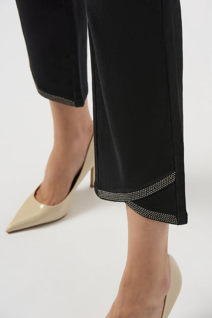 JOSEPH RIBKOFF Black pant crystal embellishment