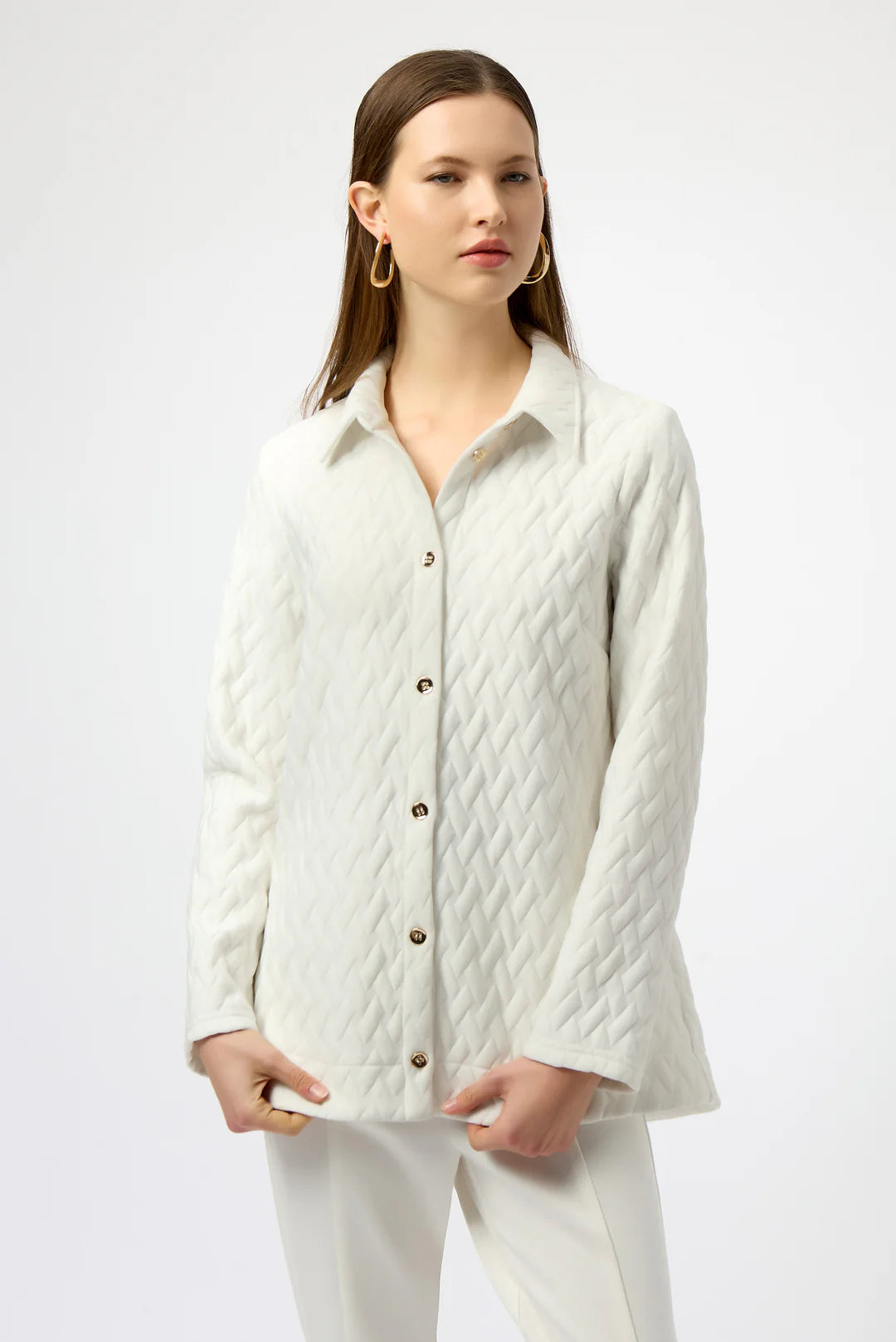 JOSEPH RIBKOFF Quilted Knit A-Line Jacket