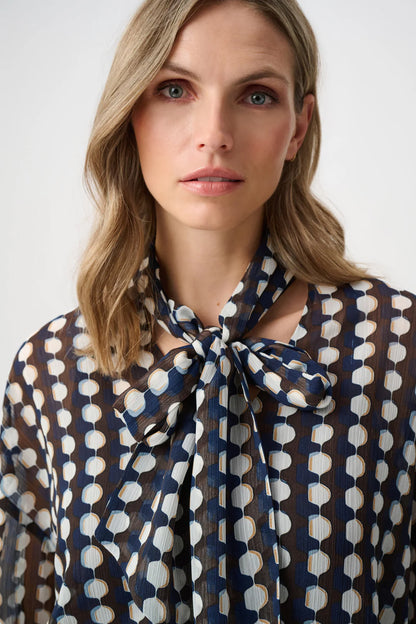 JOSEPH RIBKOFF Chiffon Tie-Neck Blouse