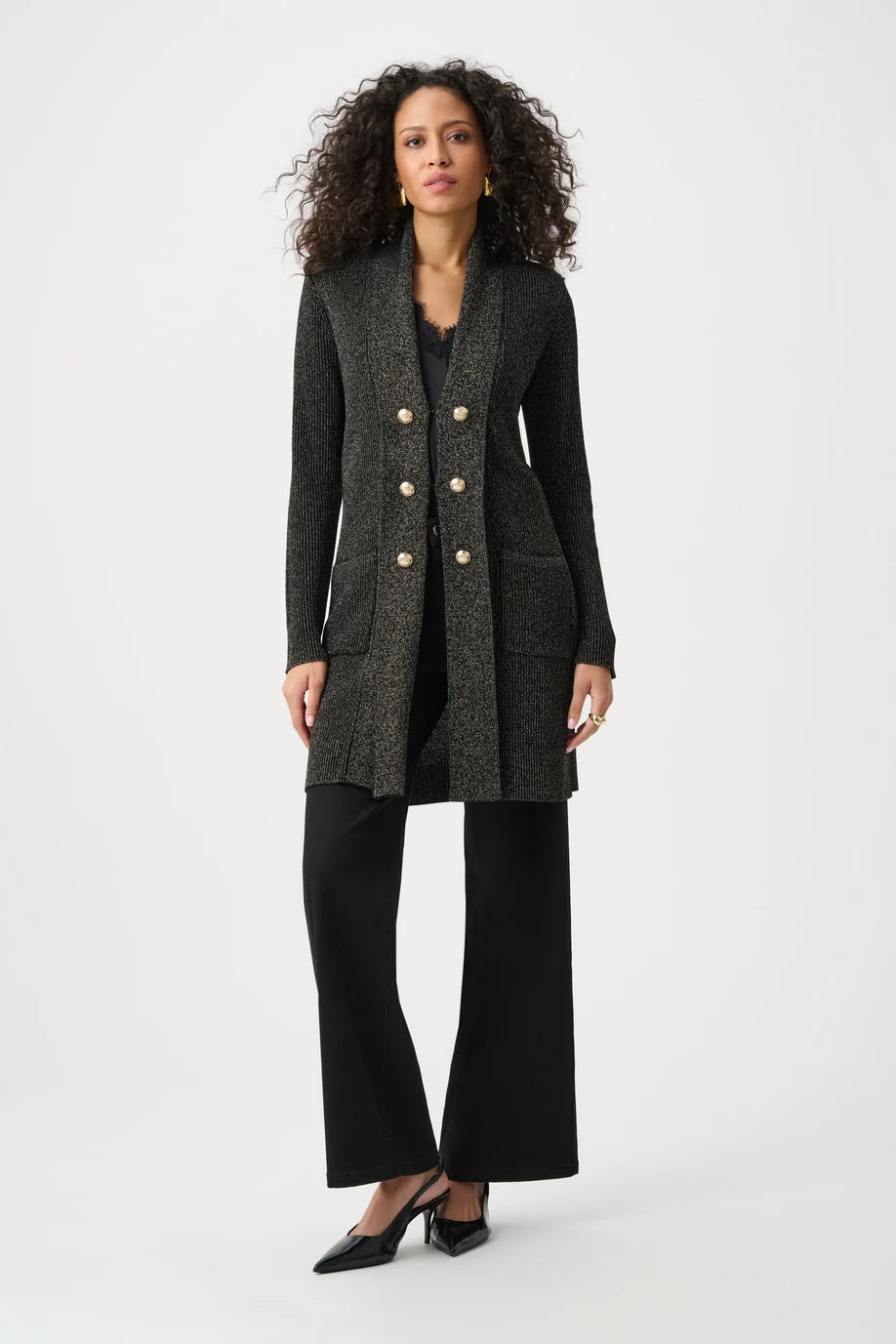 JOSEPH RIBKOFF LUREX KNIT MILITARY-STYLE COVER UP
