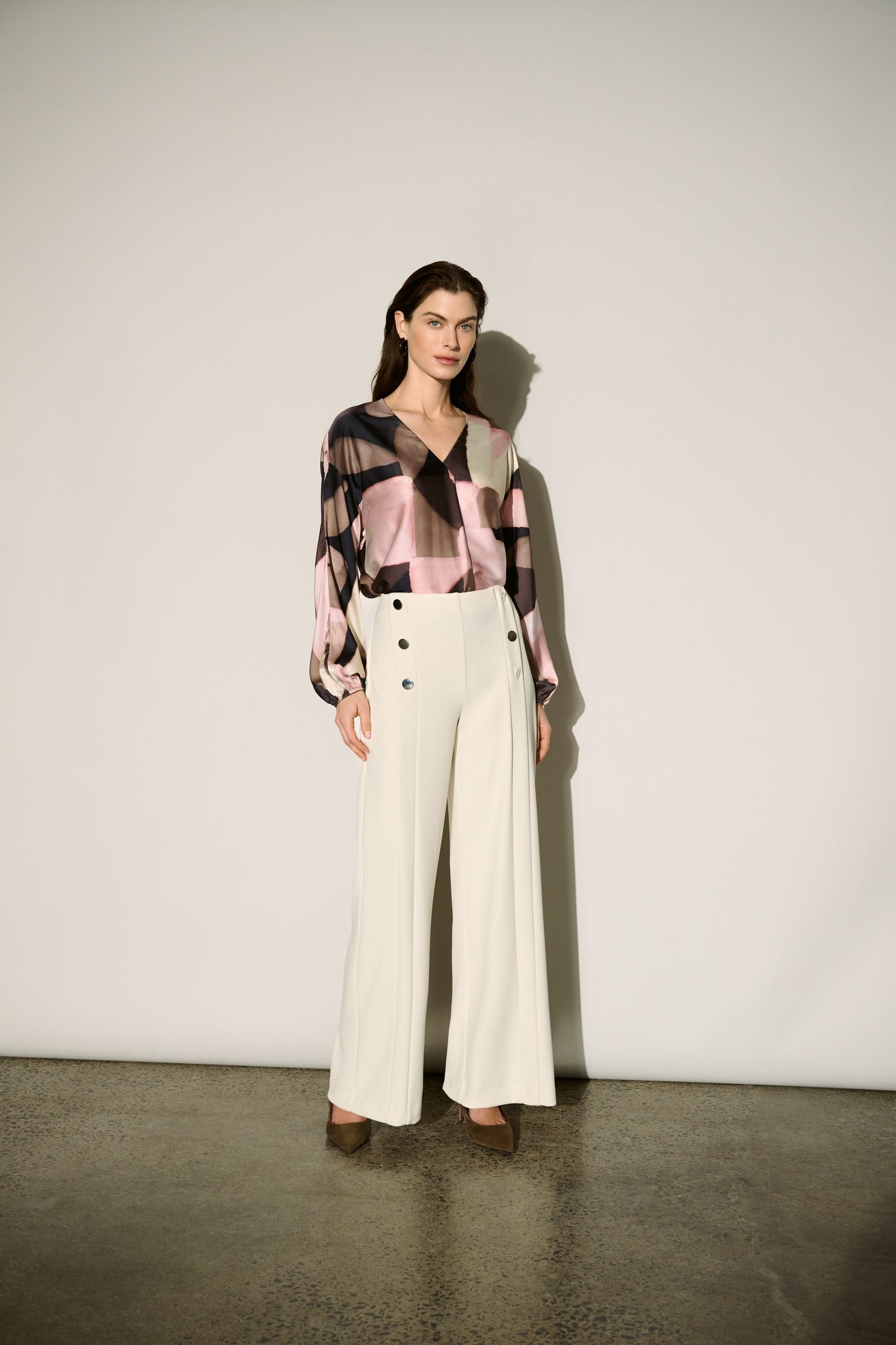 JOSEPH RIBKOFF Formal Mid-rise Wide-leg Trousers