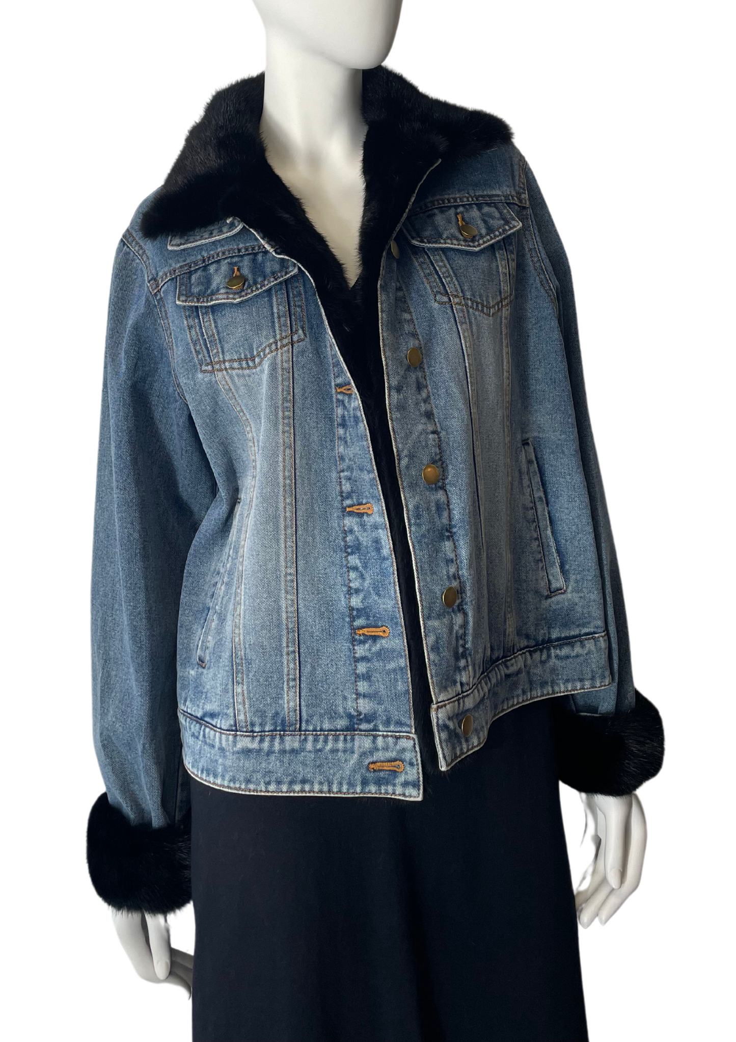 Jean Jacket with Detachable Collar & Cuffs