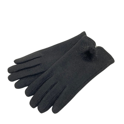 VICTORIA X. WANG Fabric Gloves Fur Pom Pom