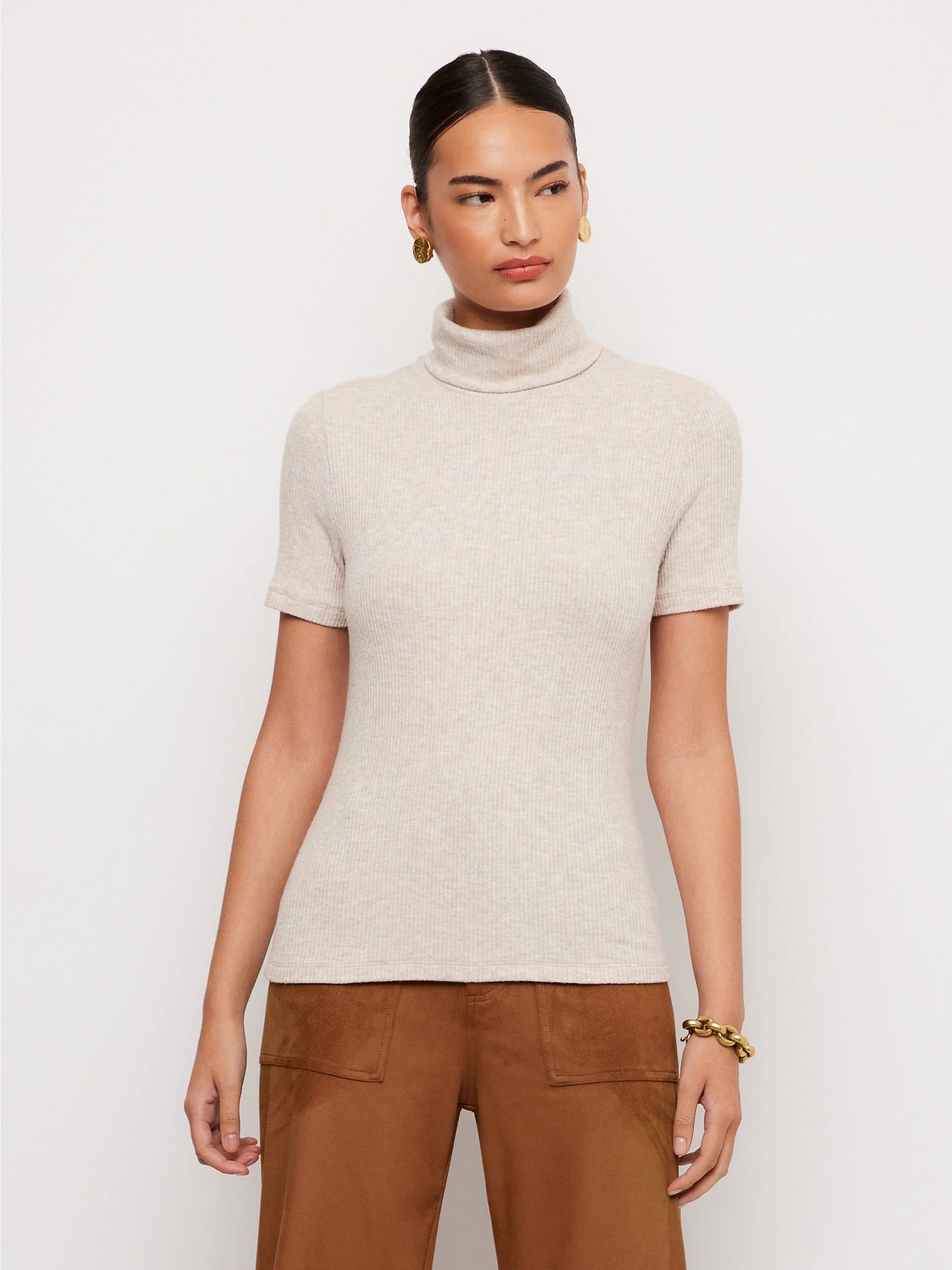 FIFTEEN TWENTY JANA SHORT SLEEVE TURTLENECK TOP