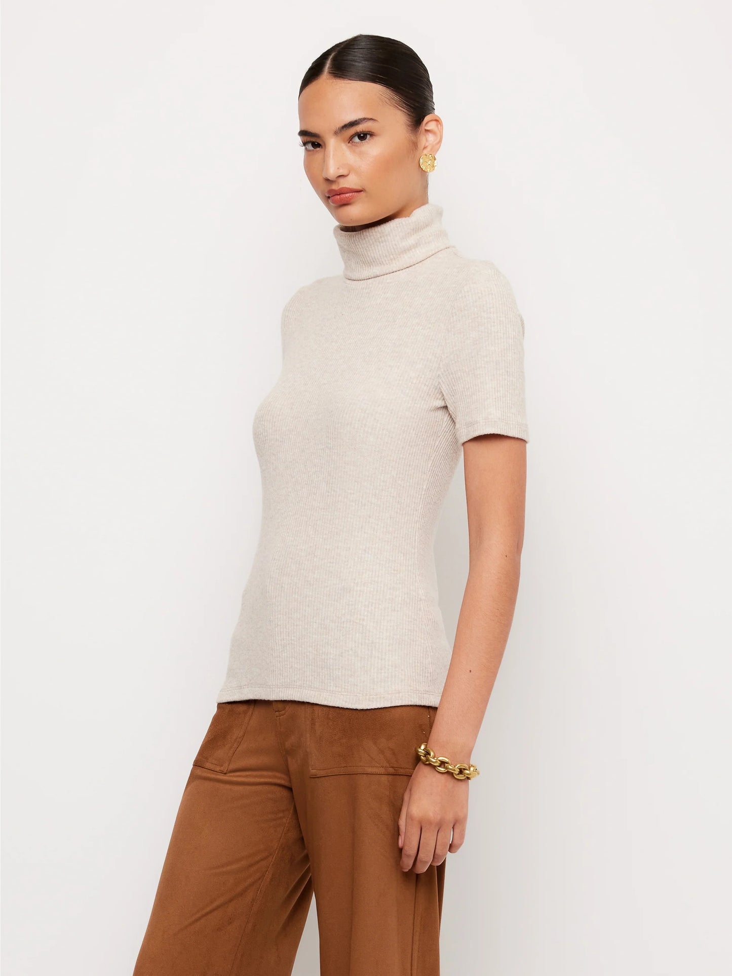 FIFTEEN TWENTY JANA SHORT SLEEVE TURTLENECK TOP