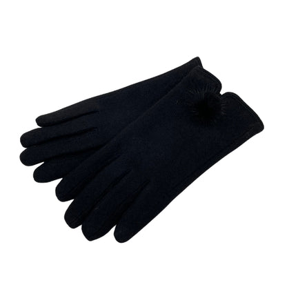 VICTORIA X. WANG Fabric Gloves Fur Pom Pom