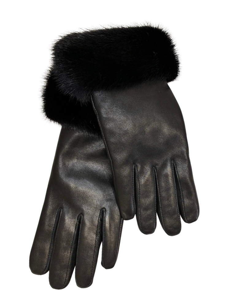 Leather Gloves Fur Trim