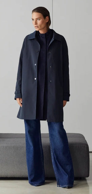 JANE POST Navy Iconic Cashmere Double Coat