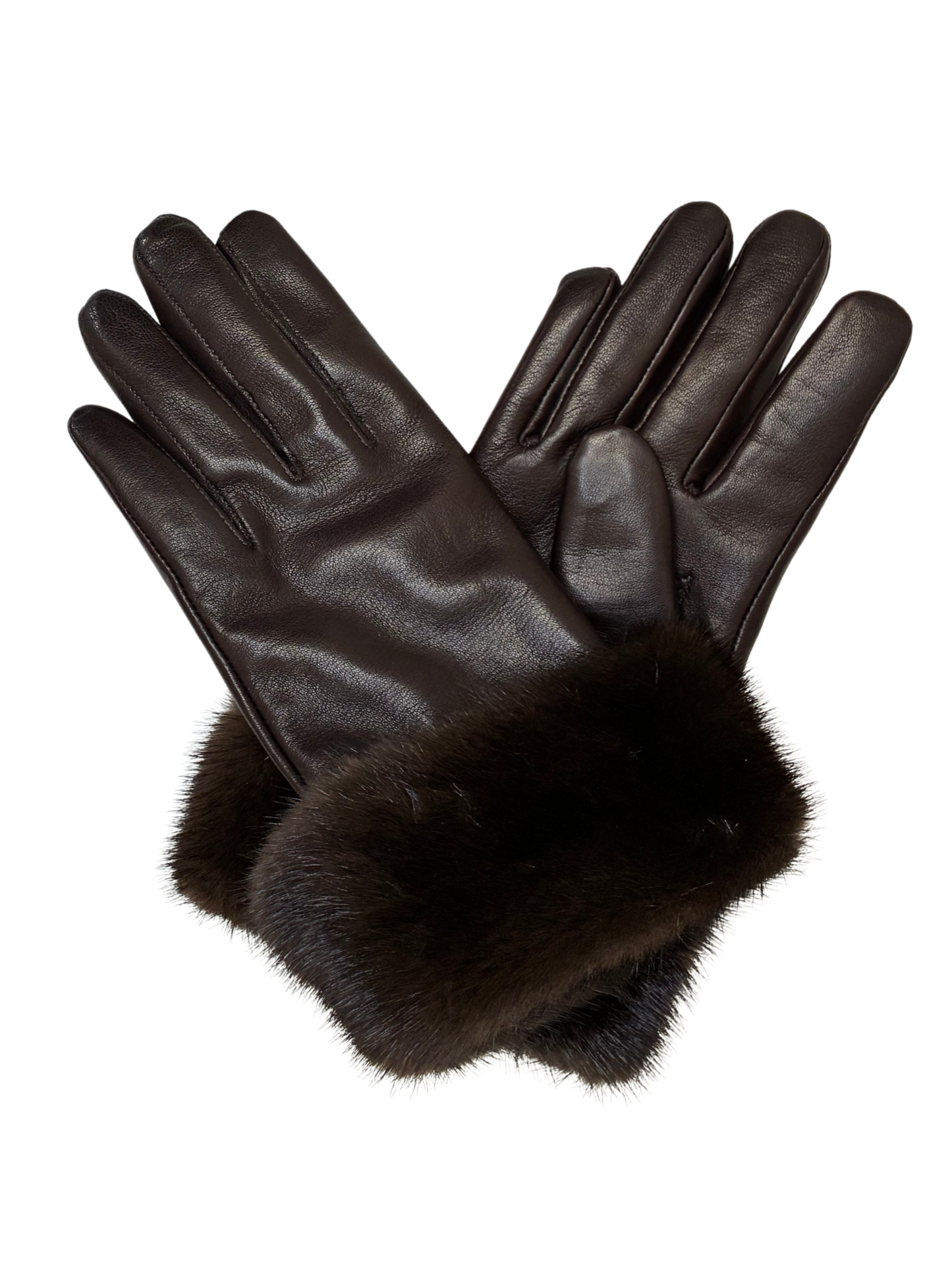 Leather Gloves Fur Trim