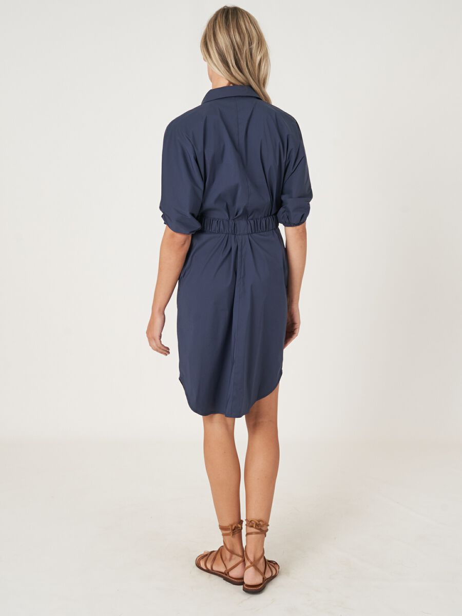 REPEAT CASHMERE Shirt Dress With Short Batwing Sleeves And Belt