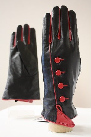 Leather Glove with Buttons