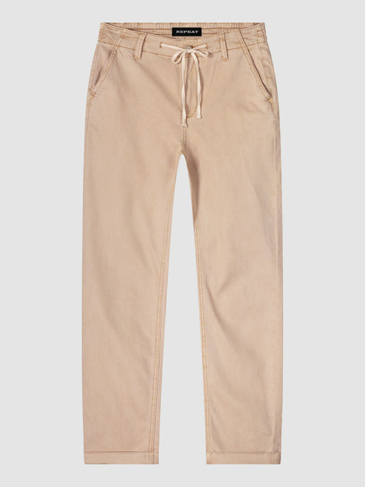 REPEAT CASHMERE Cotton Blend Pants With Drawstring And Rolled-Up Hem