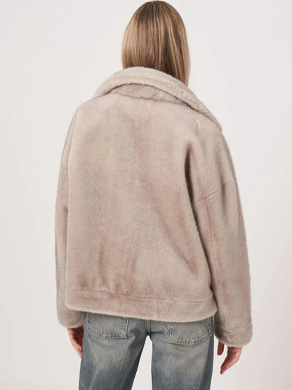 REPEAT Short reversible faux fur coat