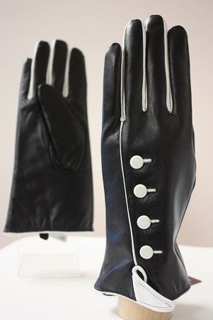 Leather Glove with Buttons