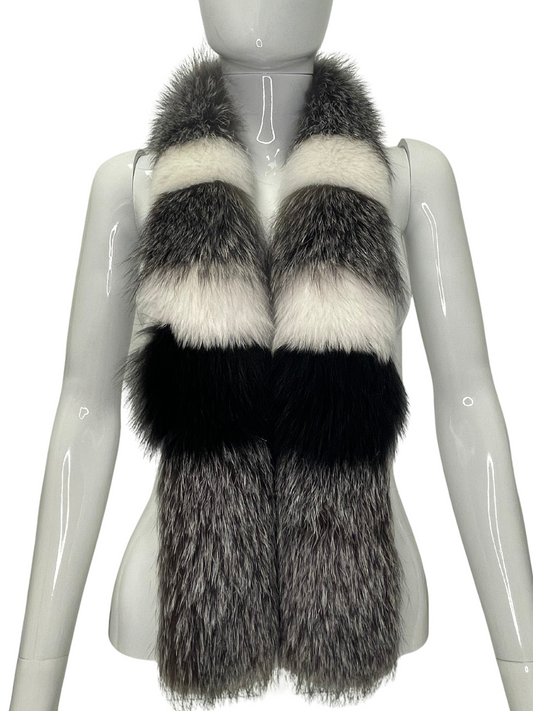 Silver, Black and White Scarf