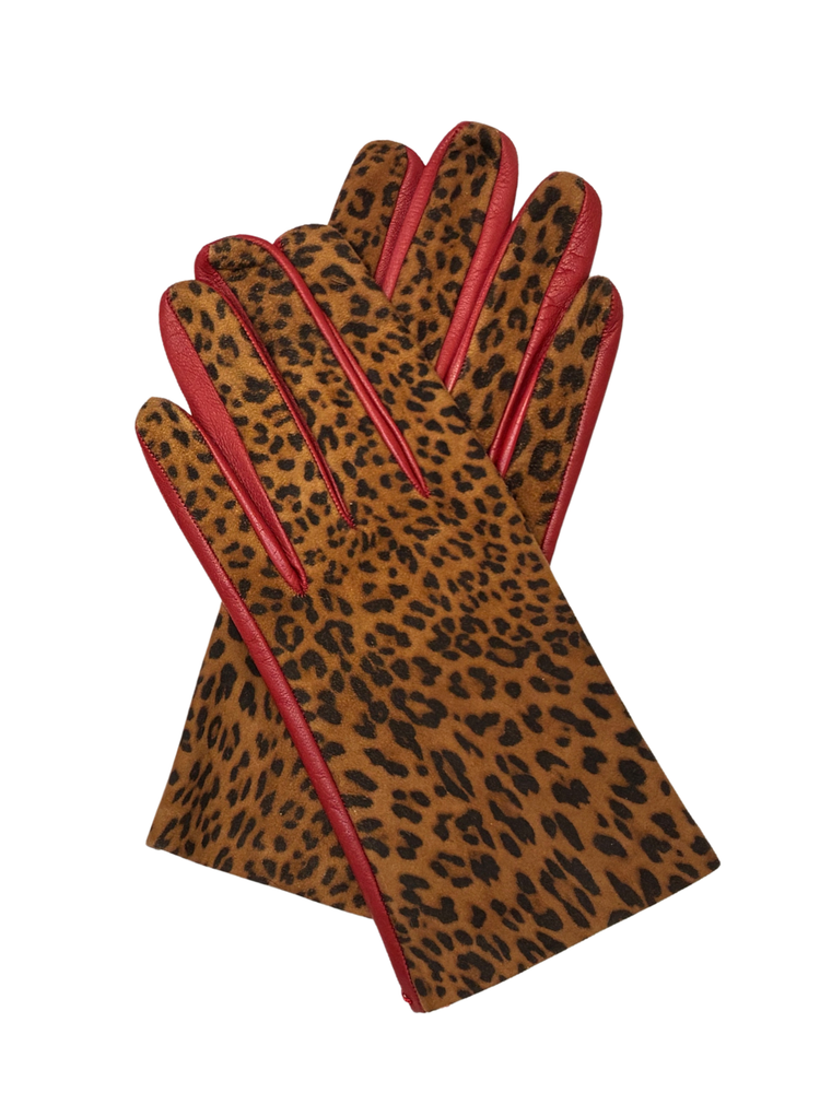 AMATO Cheetah Print Leather Gloves