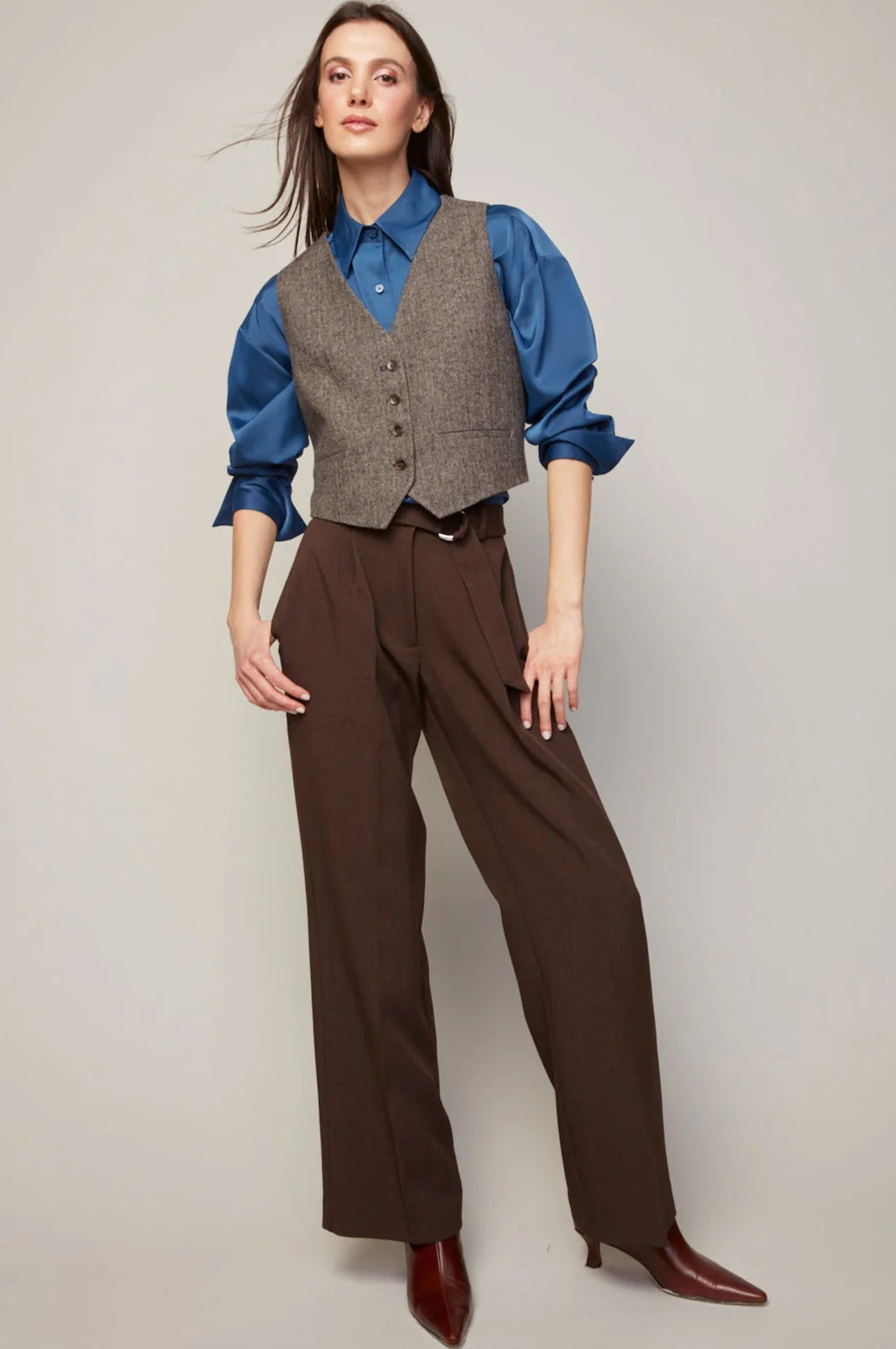 ADROIT ATELIER Benji Straight Leg Pant With Removable Belt - Java