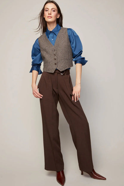 ADROIT ATELIER Benji Straight Leg Pant With Removable Belt - Java