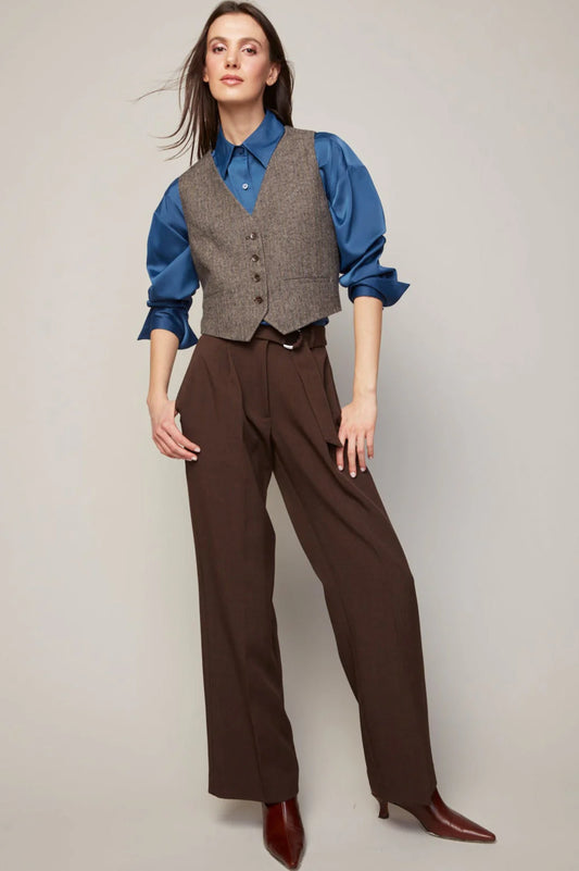 ADROIT ATELIER Benji Straight Leg Pant With Removable Belt - Java