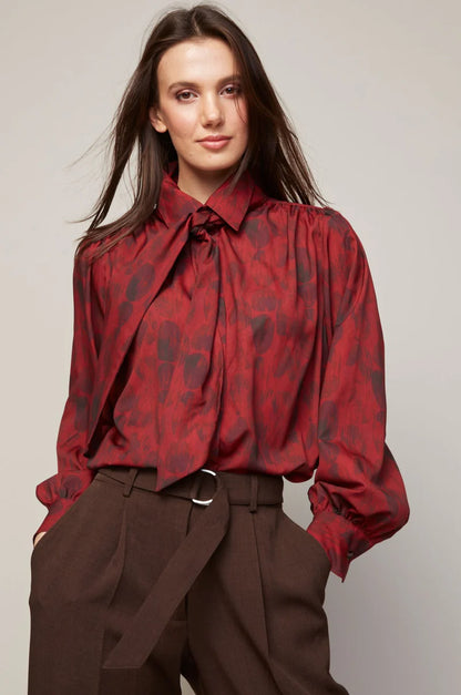ADROIT ATELIER BLISS SEMI TRANSPARENT CHIFFON BLOUSE WITH REMOVABLE LAVALLIÈRE