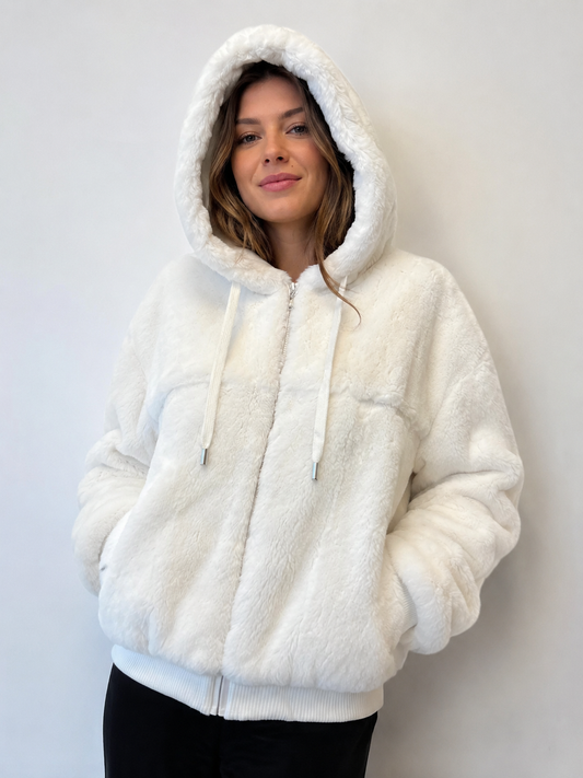 White Rex Rabbit Bomber Jacket