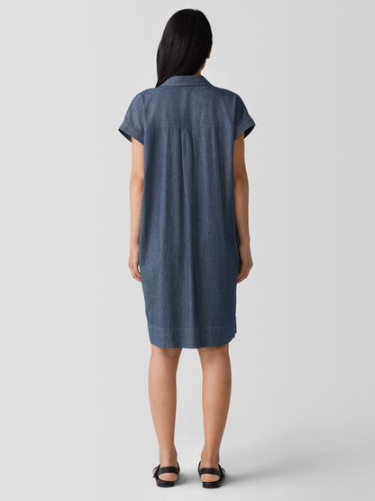 EILEEN FISHER Collar Cap Sleeve Shirt Dress