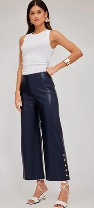 FIFTEEN TWENTY Faux Leather Button Hem Pants