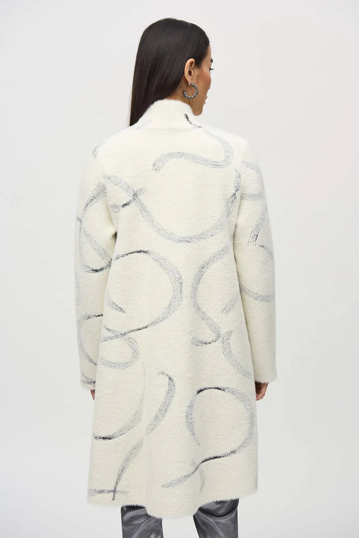 JOSEPH RIBKOFF Abstract Jacquard Sweater Coat