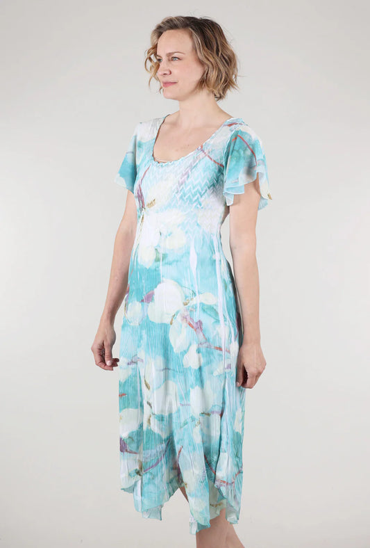 KOMAROV Iris Watercolor Crinkle Dress