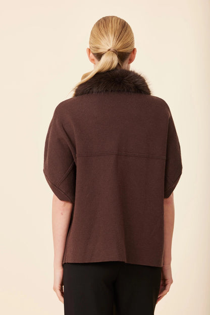 DOLCE CABO Faux Fur Trimmed Cocoon Cardigan