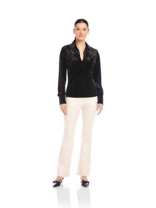 FIFTEEN TWENTY BIANCA COLLARED SHIRRED TOP