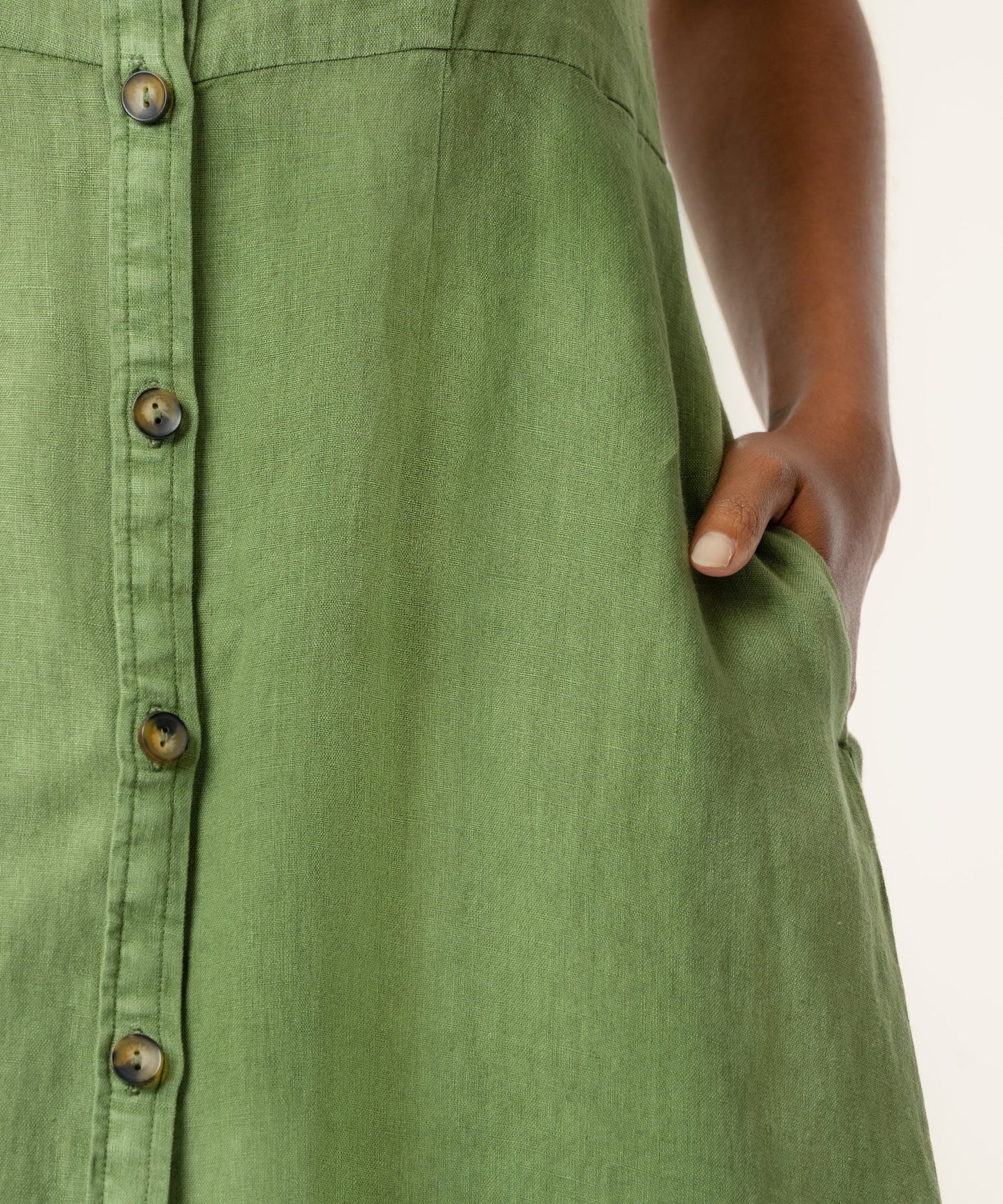 KUT FROM THE KLOTH Bowie Linen Dress in Olive