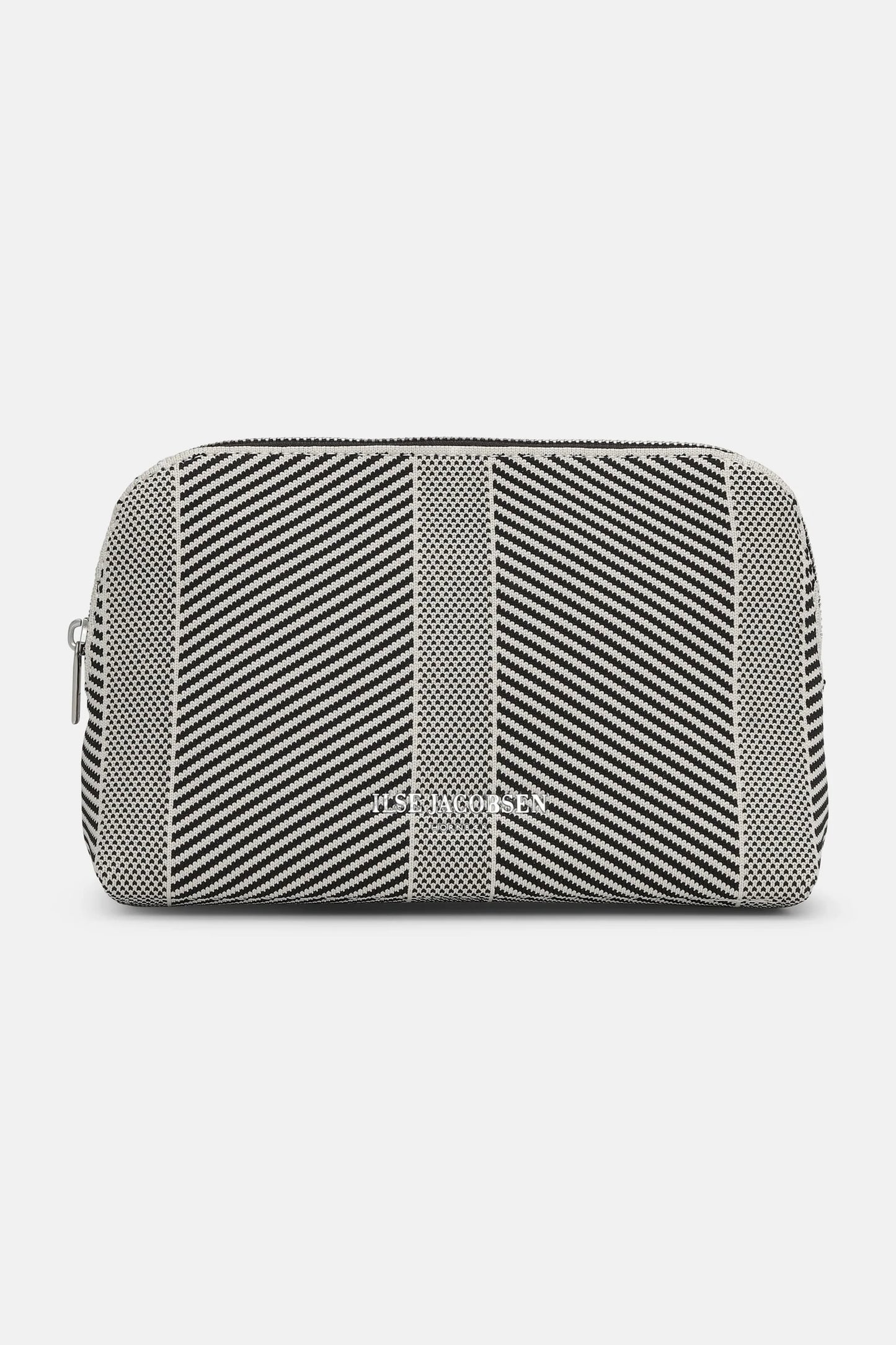 ILSE JACOBSEN Knitted Makeup Bag - Milk Creme Black